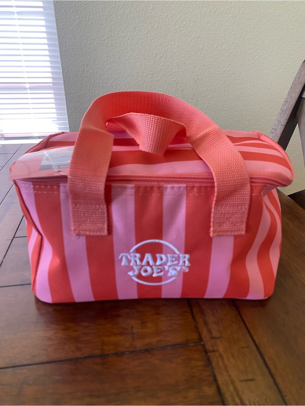 Trader Joe's Pink & Red Striped Insulated Tote - Picture 5 of 5